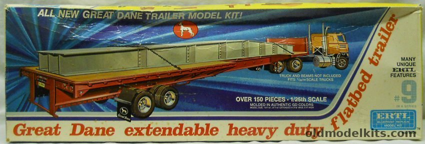 ERTL 1/25 Great Dane Extendable Heavy Duty Flatbed Trailer, 8009 plastic model kit